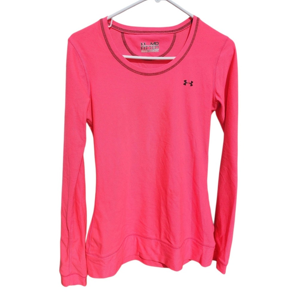 Under Armour Allseasongear Long Sleeve Fitted Shirt Neon Pink Womens Medium